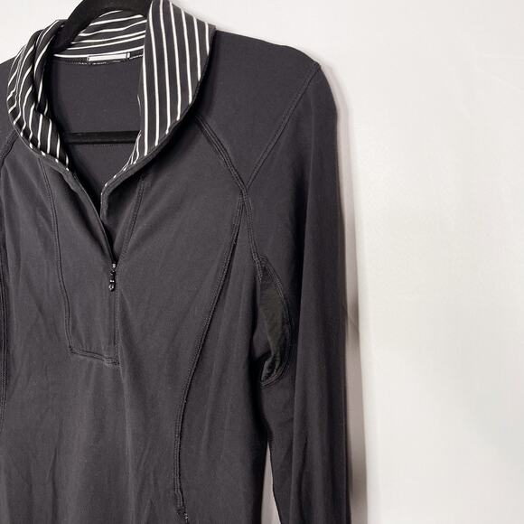 Lululemon Womens 8 Black Parallel Stripe White Think Fast Pullover Rulu 1/4 Zip - Picture 4 of 9